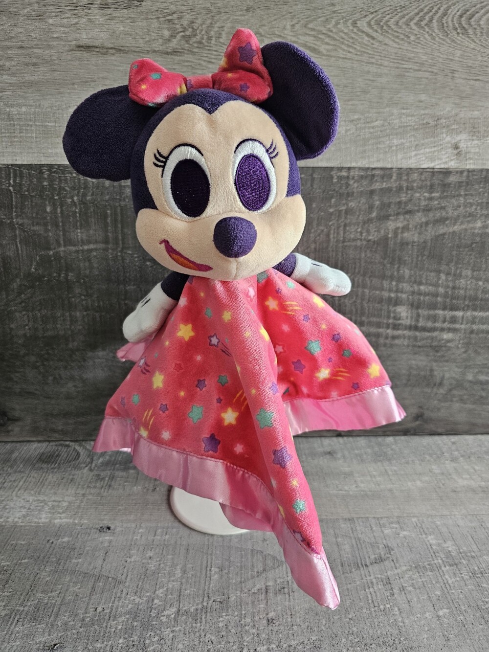 Disney Baby Minnie Mouse Plush Lovey Security Blanket Satin Rattle Comfort